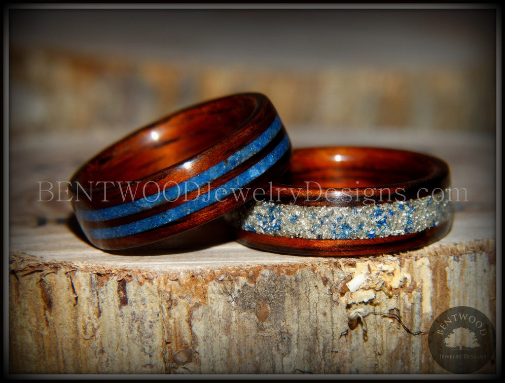 Bentwood Rings - Bethlehem Olivewood Wood Ring Set Silver Glass
